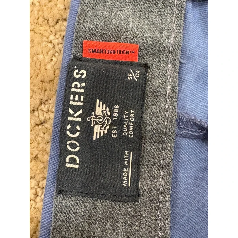 Dockers Workday Khaki Pants Mens 36 Blue Straight Fit Smart 360 Flex Chinos